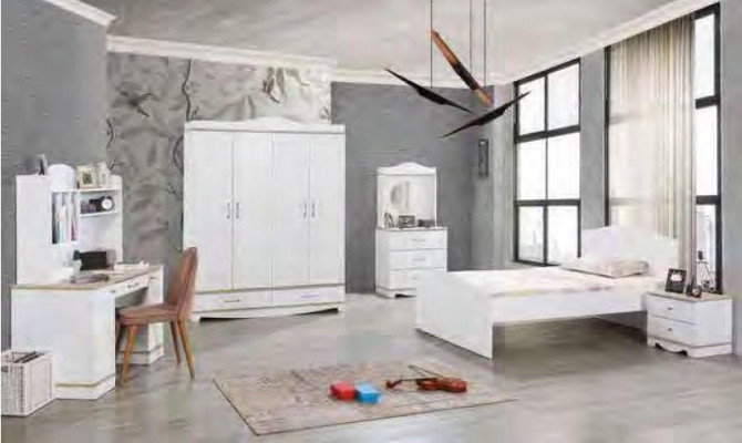 Complete youth room children's room set bed wardrobe chest of drawers 5-piece furniture