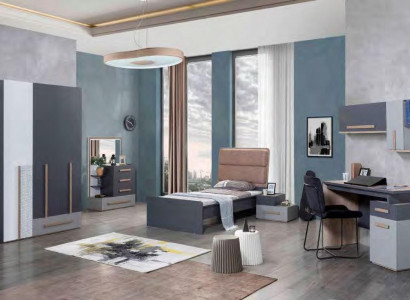 Youth room bed wardrobe dresser desk wardrobe 5-piece set