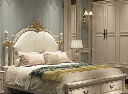 Bed Cushion Design Luxury Double Hotel Beds Royal Baroque Wood Furniture New