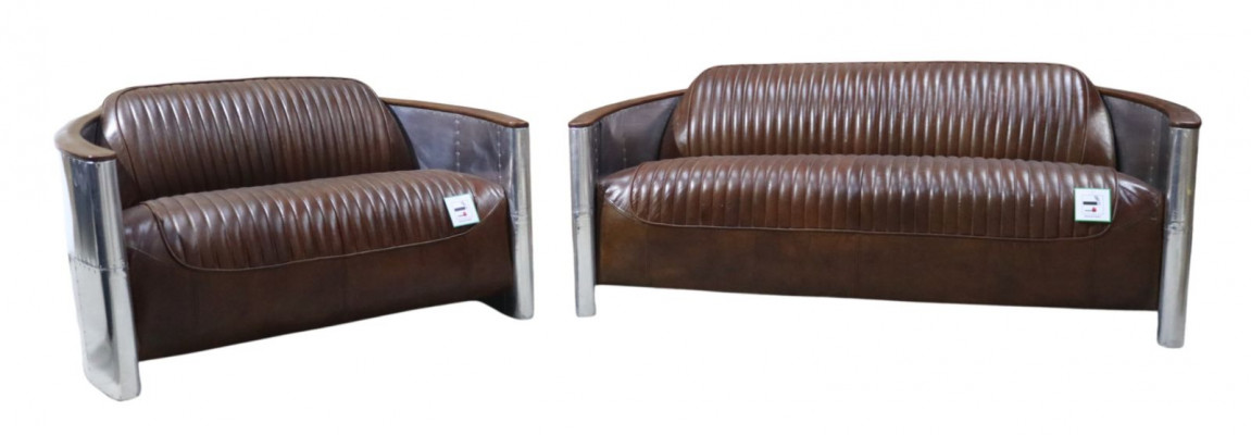 Sofa set 3+2 seater sofa couch set couch armchair leather vintage retro NEW