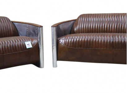 Sofa set 3+2 seater sofa couch set couch armchair leather vintage retro NEW