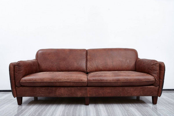 Luxury vintage 3+2 seater genuine leather furniture living room sofa suite loft set