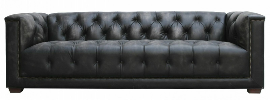 Chesterfield Vintage Black Shabby Leather Sofa Couches Sofa Couch