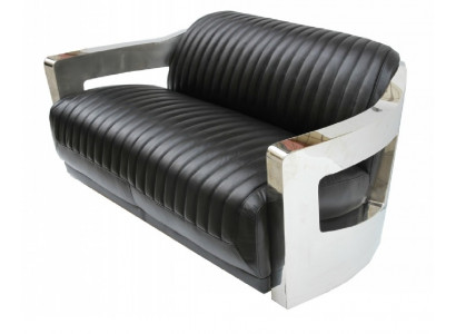 Leather Sofa Three-Seater Couch Sofa Aviator Airplane Aluminum Furniture Vintage