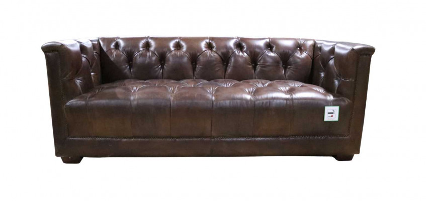 Sofa 3-Seater Chesterfield 3-Seater Vintage Brown Shabby Leather Sofa