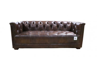 Sofa 3-Seater Chesterfield 3-Seater Vintage Brown Shabby Leather Sofa