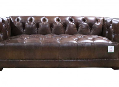 Sofa 3-Seater Chesterfield 3-Seater Vintage Brown Shabby Leather Sofa