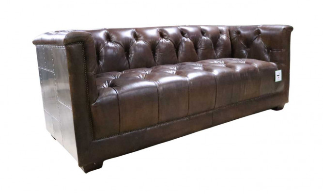 Sofa 3-Seater Chesterfield 3-Seater Vintage Brown Shabby Leather Sofa