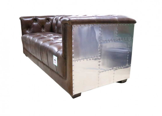 Sofa 3-Seater Chesterfield 3-Seater Vintage Brown Shabby Leather Sofa
