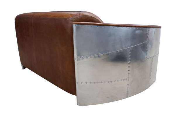 Design Club 3-Seater Sofa Leather Sofa Three-Seater Vintage Leather Aluminum Couches