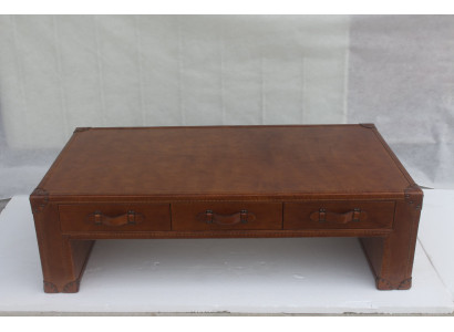 Coffee table living room table chest side table in vintage style table 147x85cm leather