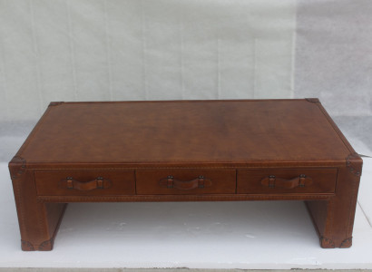 Coffee table living room table chest side table in vintage style table 147x85cm leather