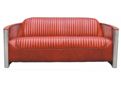 Genuine leather design vintage design sofa triple aluminum sofa 3-seater Bordeaux