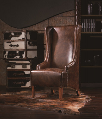 Genuine leather recliner vintage cigar leather armchair leather wing chair television chair