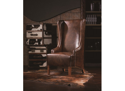 Genuine leather recliner vintage cigar leather armchair leather wing chair television chair