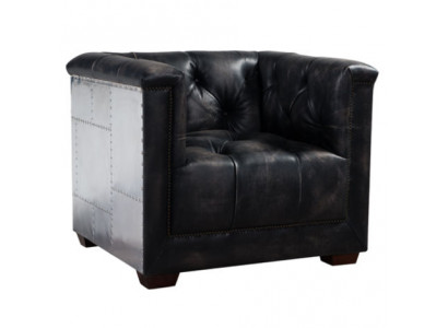 Black genuine leather armchair airplane design aviator armchair