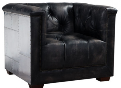 Black genuine leather armchair airplane design aviator armchair
