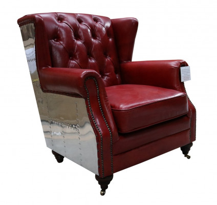 High-back armchair genuine leather vintage Chesterfield leather recliner leather armchair new