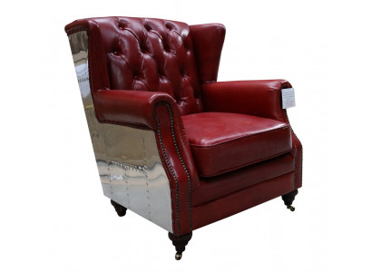 High-back armchair genuine leather vintage Chesterfield leather recliner leather armchair new