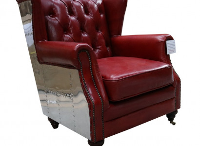 High-back armchair genuine leather vintage Chesterfield leather recliner leather armchair new