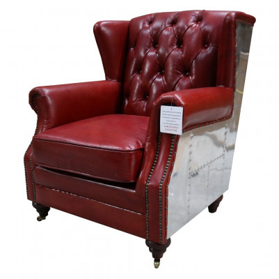 High-back armchair genuine leather vintage Chesterfield leather recliner leather armchair new