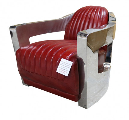 Vintage red leather armchair real leather retro chair design club chair aviator