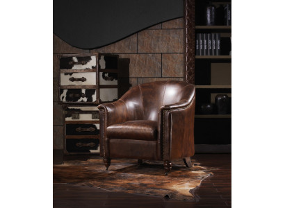 Vintage leather club chair, leather armchair, designer armchair, genuine leather retro sofa.