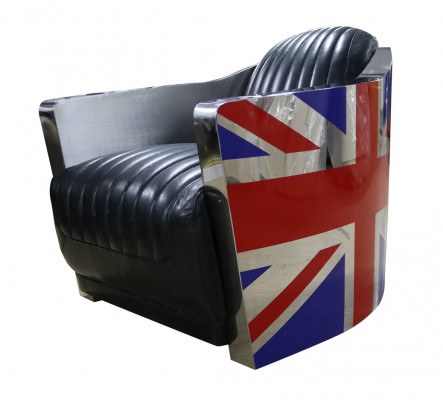 Genuine Leather Vintage Leather Armchair Deco Design Chair Rocket Union Jack Vintage