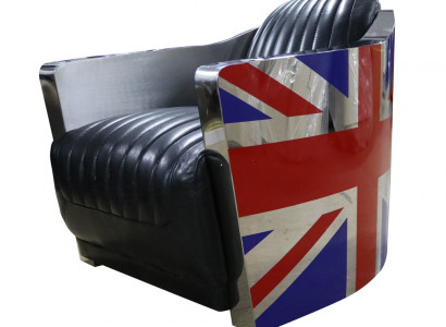 Genuine Leather Vintage Leather Armchair Deco Design Chair Rocket Union Jack Vintage