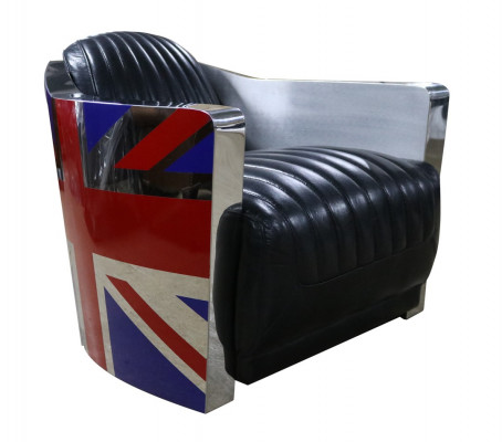 Genuine Leather Vintage Leather Armchair Deco Design Chair Rocket Union Jack Vintage