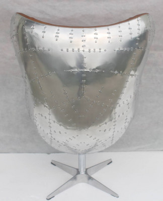 Vintage shell chair aluminum genuine leather rocking function egg chair brown