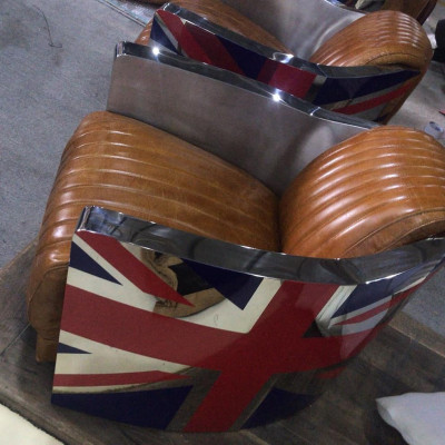 Genuine Leather Vintage Leather Armchair Designer Armchair Rocket Union Jack Vintage Cigar
