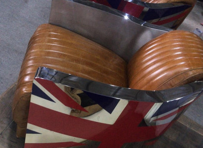 Genuine Leather Vintage Leather Armchair Designer Armchair Rocket Union Jack Vintage Cigar