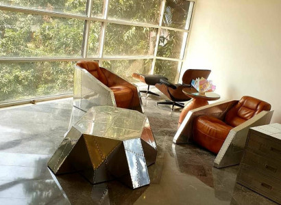 Club chair aviator style lounge design chrome art deco leather cocktail
