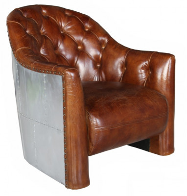 Aviator Chesterfield Vintage Leather Chair Lounge Chair Cocktail Chair vintage
