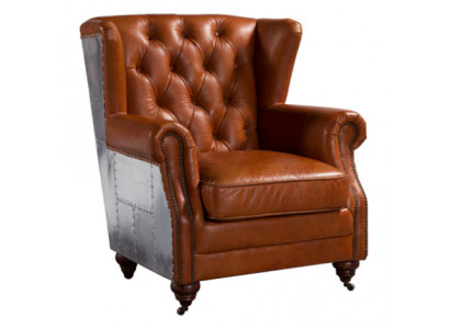 Wingback chair real leather vintage cigar wingback armchair TV armchair leather armchair