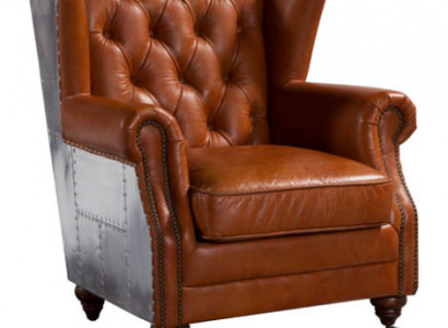 Wingback chair real leather vintage cigar wingback armchair TV armchair leather armchair
