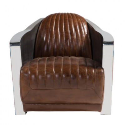 Union Jack Aviator Retro Club Chair Brown Leather Vintage Armchair Furniture