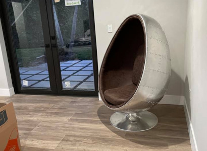 Design Retro Lounge Chair Seat Egg Ball Silver Swivel Aviator Space