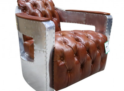 Chesterfield Armchair Button Closed Seating Shabby Vintage Tan Genuine