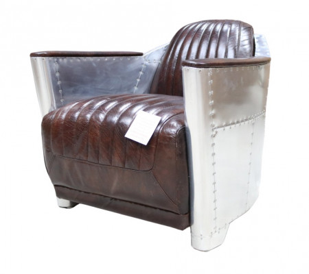 Genuine Leather Design Vintage Chrome Chair Design Armchair Armchair Airplane Aviator Leather