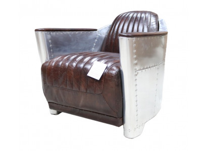 Genuine Leather Design Vintage Chrome Chair Design Armchair Armchair Airplane Aviator Leather
