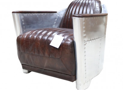 Genuine Leather Design Vintage Chrome Chair Design Armchair Armchair Airplane Aviator Leather