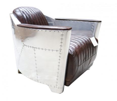 Genuine Leather Design Vintage Chrome Chair Design Armchair Armchair Airplane Aviator Leather