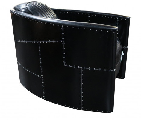 Aviator Sofa Armchair Couch Club Lounge Vintage Aluminum Airplane Retro Genuine Leather