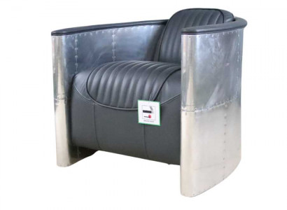 Genuine Leather Aluminum Chair Cognac Airplane Seat Decorative Aviator Armchair New