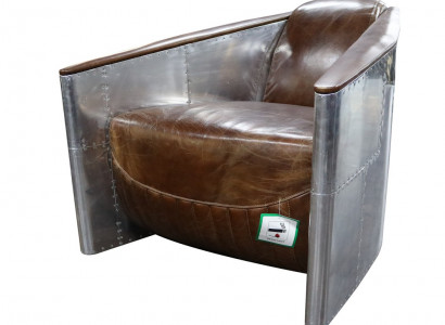 Aviator Sofa Armchair Genuine Leather Couch Club Lounge Vintage Aluminum Airplane Retro