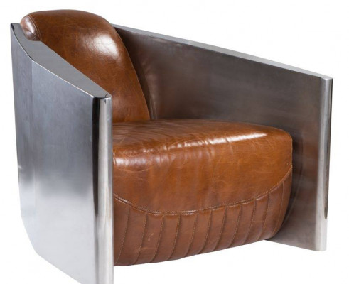 Vintage leather armchair brown genuine leather retro armchair design club chair