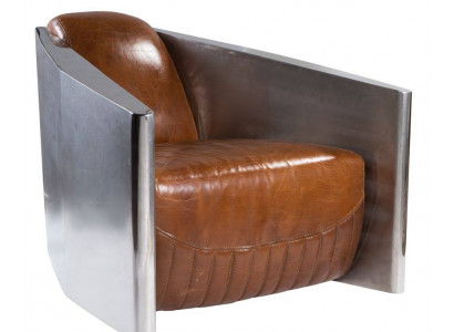 Vintage leather armchair brown genuine leather retro armchair design club chair