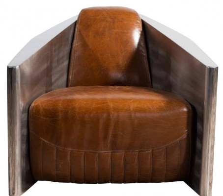 Vintage leather armchair brown genuine leather retro armchair design club chair